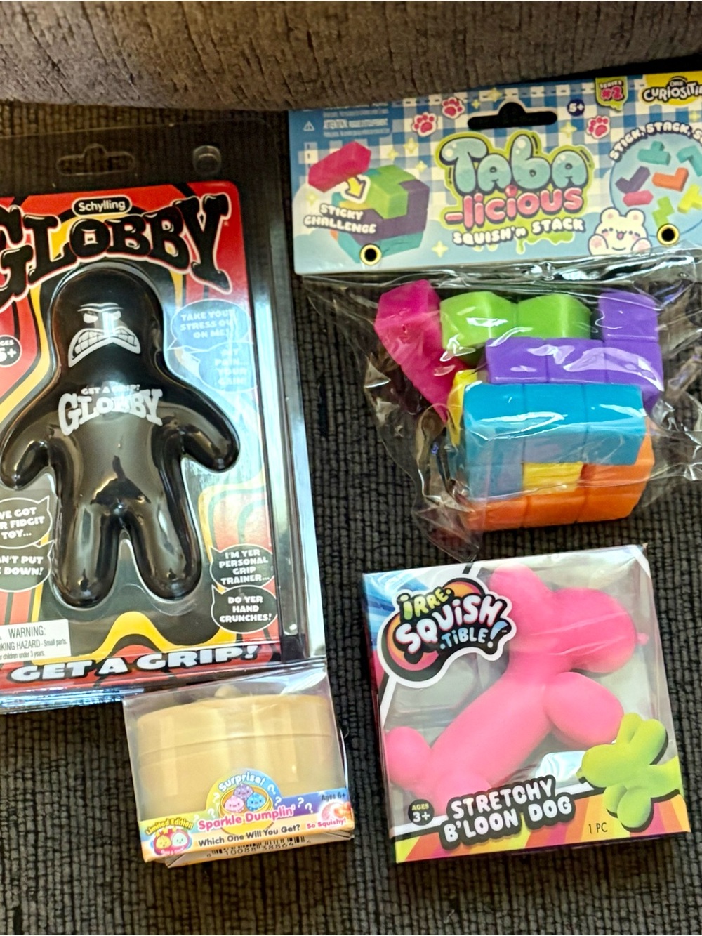 Globby Black Stretchy Toy & Pink Stretchy B'loon Dog Bundle